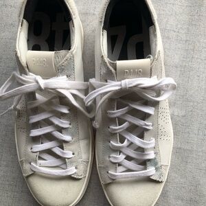 P448 White and Light Gray Lace-Up Sneakers